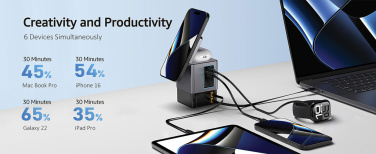 Logo trade promotional giveaways picture of: Urban Vitamin Sacramento 105W GAN charger+retractable cables